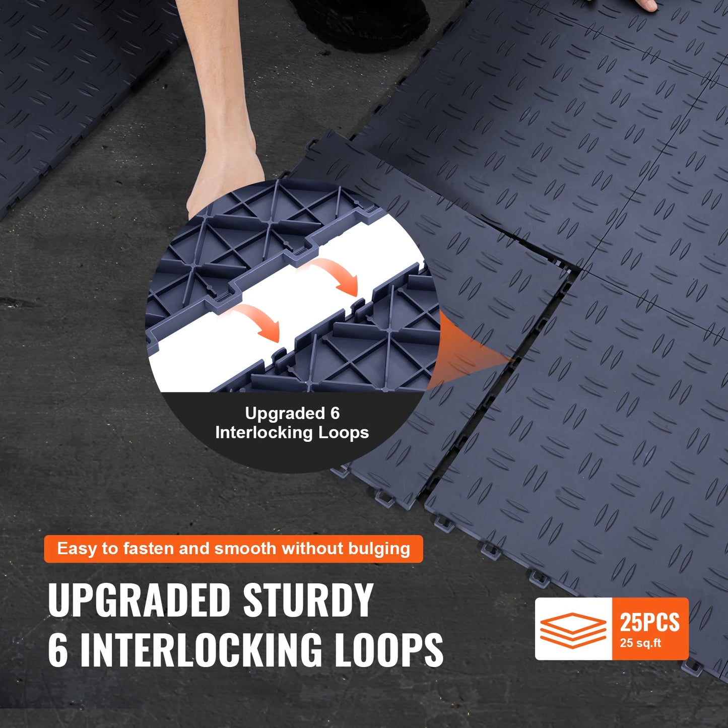 SucceBuy Garage Tiles Interlocking 12x12in 25 Pack Garage Floor Covering Non-Slip Double-Sided Texture Garage Flooring Tiles