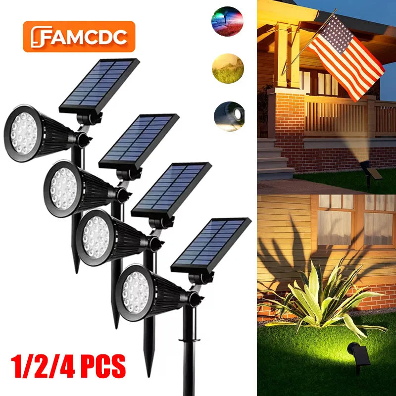 Solar Power Spot Lights Outdoor Waterproof for Christmas Decorations Flag Tree Wreath Santa Claus Snowman Bright LED Landscape Lamp Uplights for Outside Garden Yard Patio Sidewalk Warm White