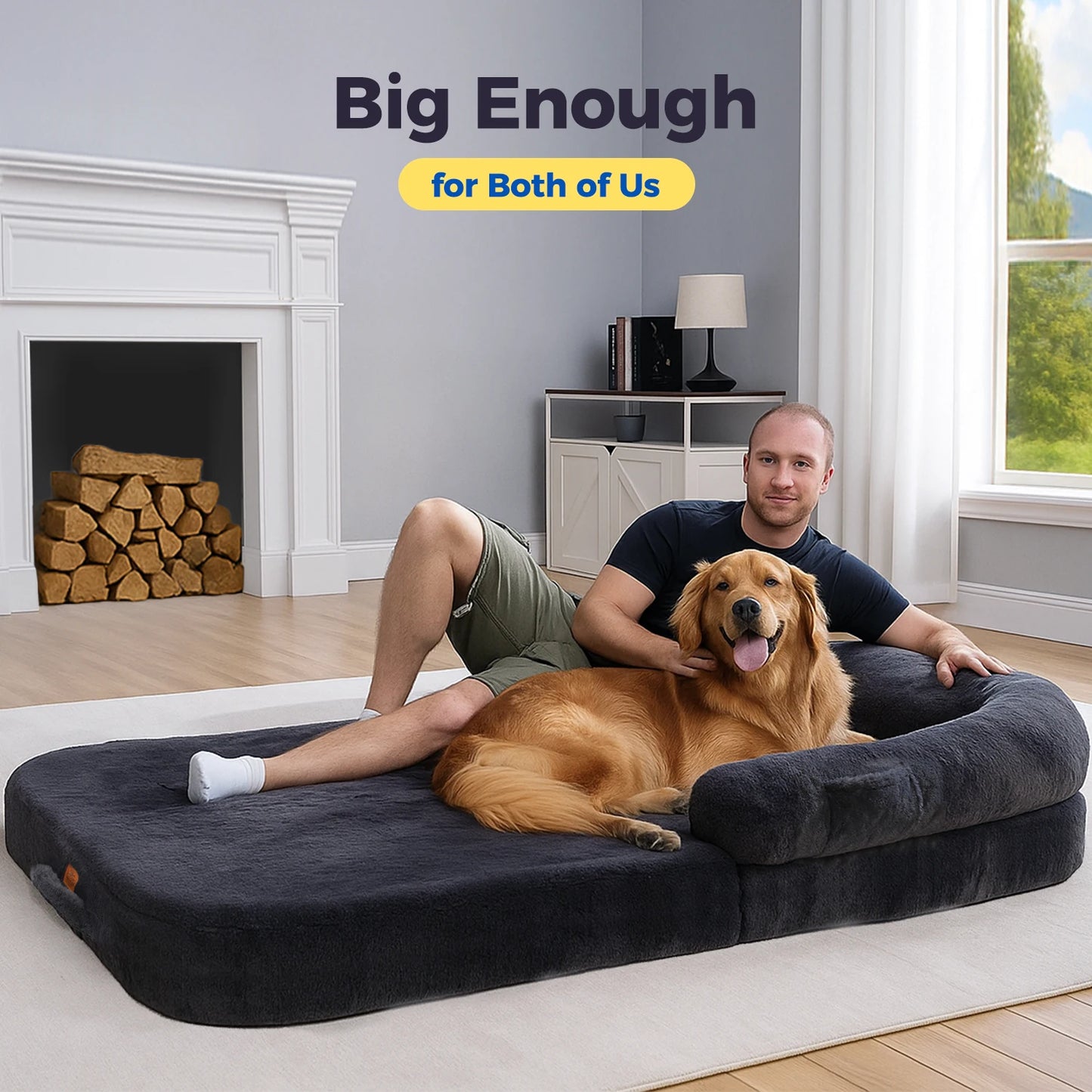 PAWZ Road Foldable Plush Dog Bed With Washable Cover