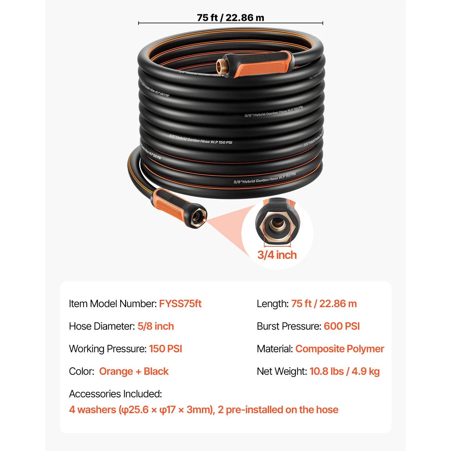 SucceBuy Garden Hose Heavy Duty Rubber Water Hose Flexible & Non-kink Outdoor Waterhose Lightweight Hoses for Gardening Cleaning