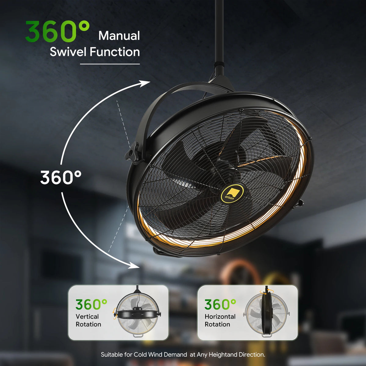 Orison 24.8'' Garage Ceiling Fan, Outdoor Gazebo Hanging Fan with Remote&APP, Plug in Caged Ceiling Fan for Patio Canopy Pergola Porch,6 Speed,3CCT Dimmable