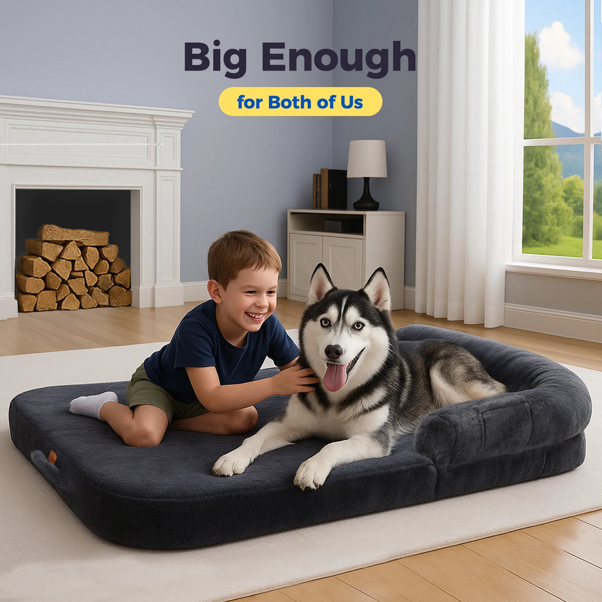 PAWZ Road Foldable Plush Dog Bed With Washable Cover