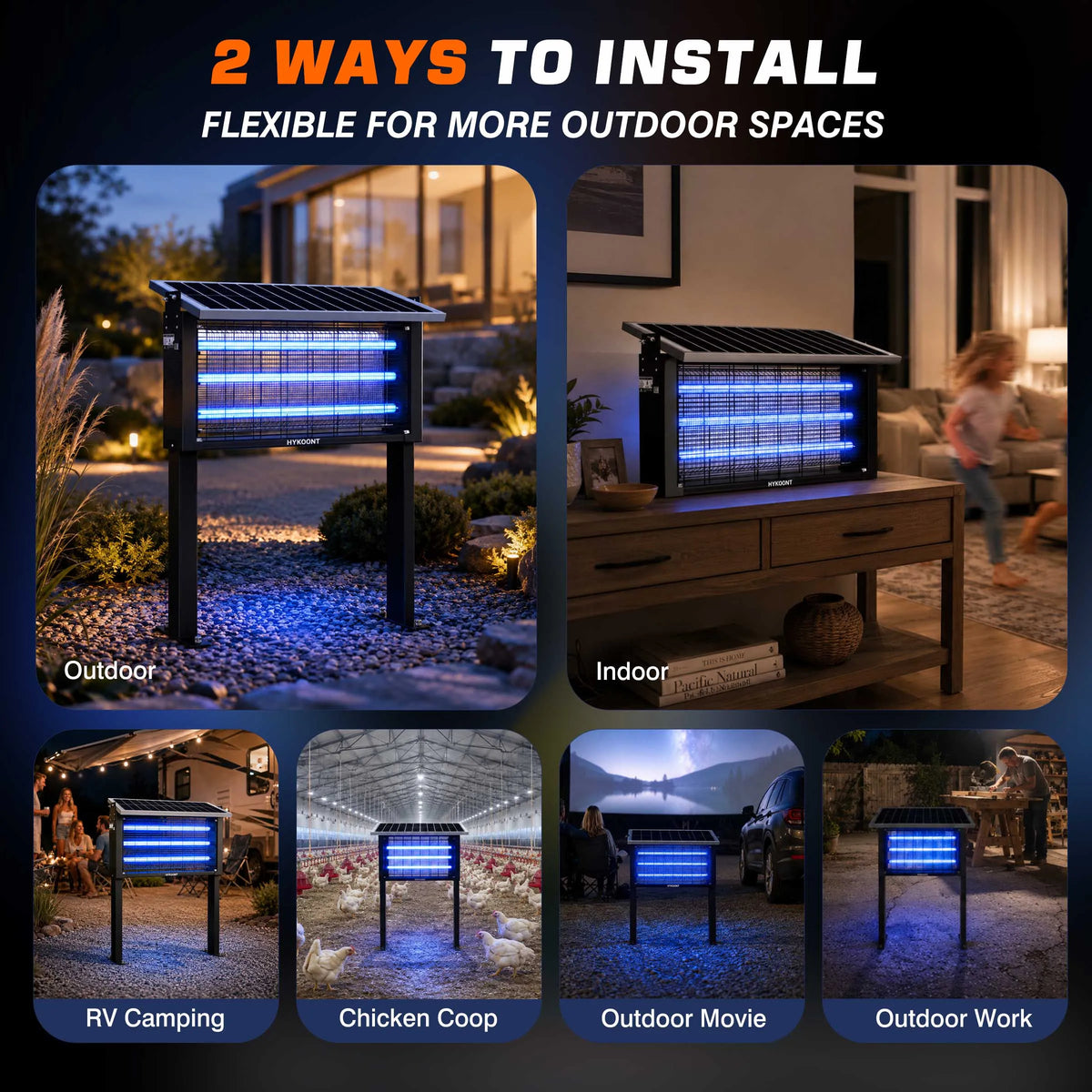 Solar Bug Zapper Light 18W/30W, 3500V Solar Mosquito Killer for Outdoor, Dusk-to-Dawn Insect Trap Lamp for Mosquitoes, Flies & Gnats