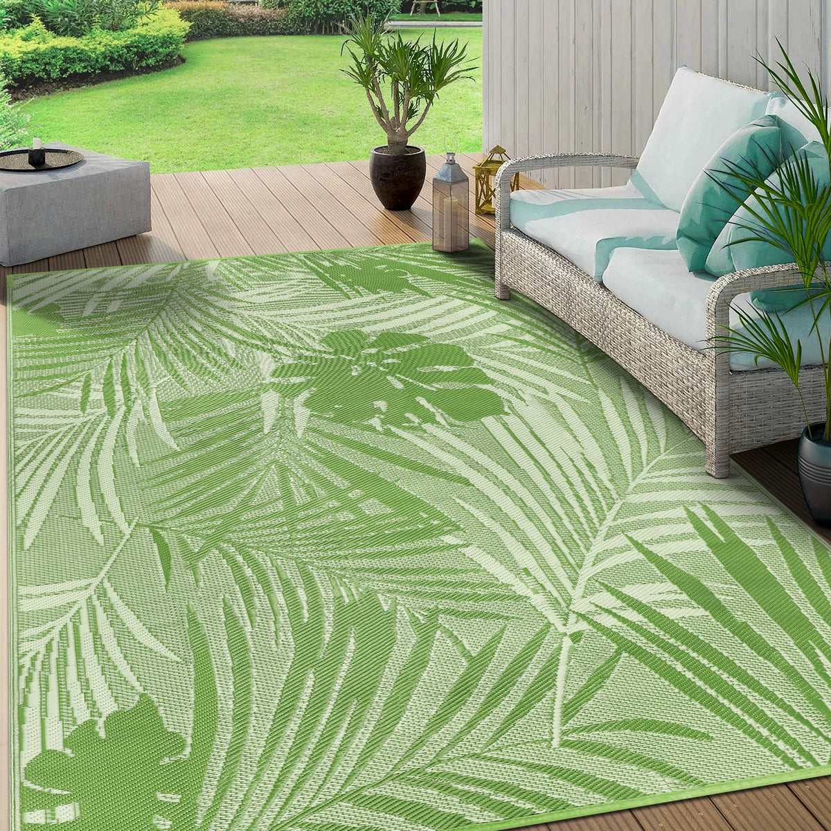 8‘x10' Outdoor Rug Waterproof Recycled Plastic Straw Rug Patio Rug Indoor Outdoor Carpet for Patio Deck Camping RV Beach