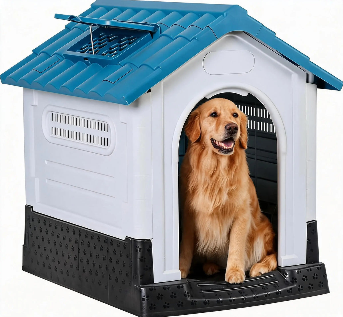 TWISTER CK Waterproof Two Door Dog House With Foldout Porch