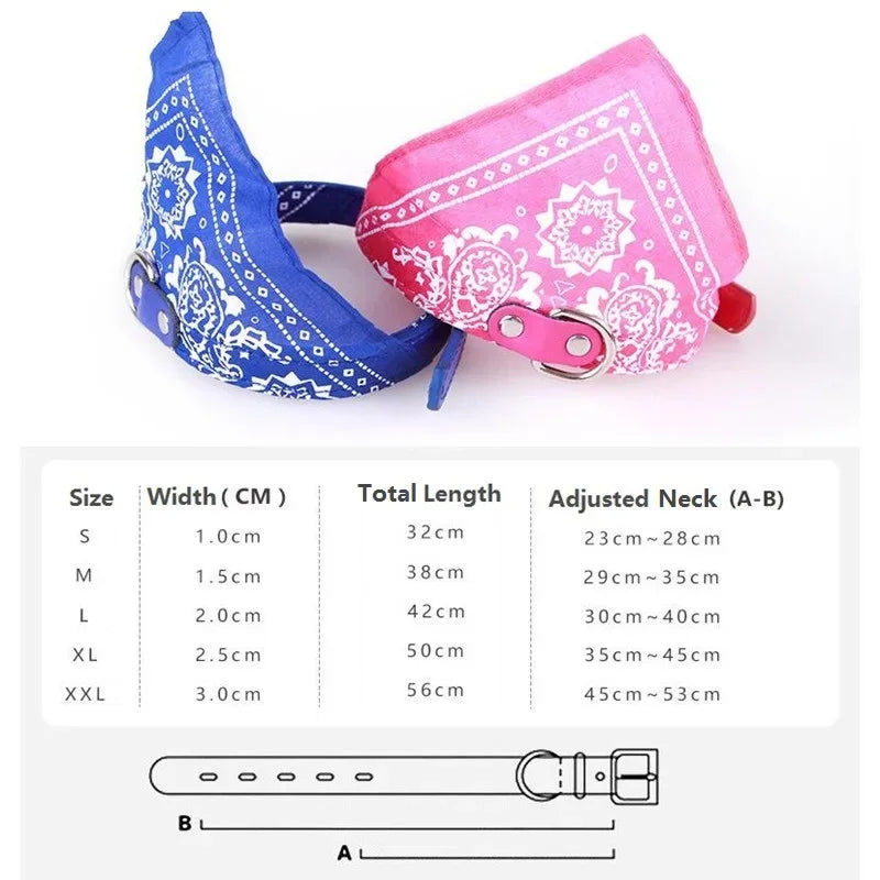 Adjustable Leather Dog Bandana Collar With Reflective Quick Release
