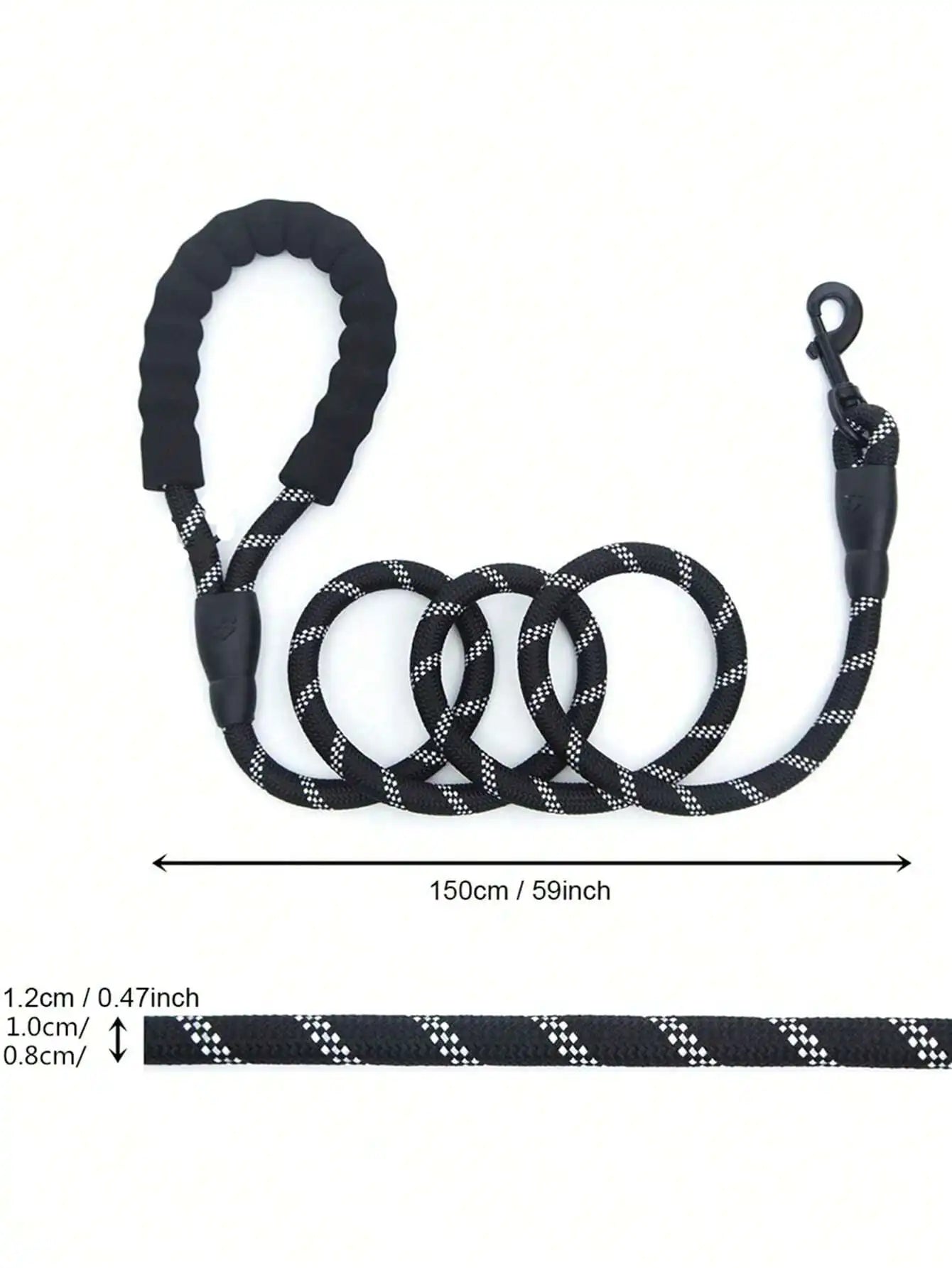 Reflective Nylon Pet Leash With Comfortable Foam Handle