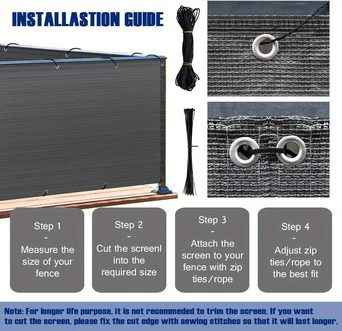 Outdoor Sunshade Nets, Privacy Fence Screens, and Shaded Outdoor Patios Made of High-Density Polyethylene with Tough Uv-Resistant Mesh Holes, Suitable for Courtyard Use.