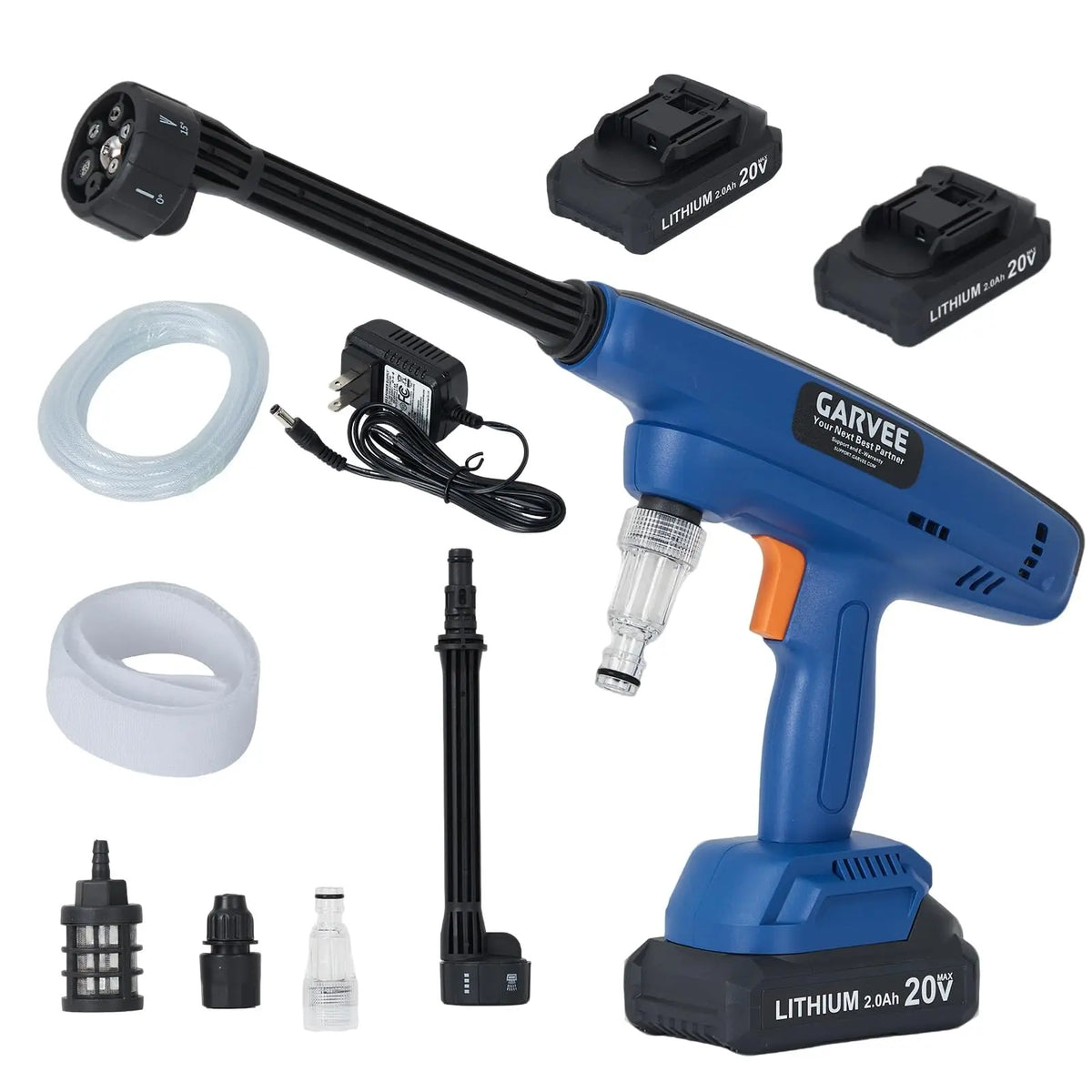 Cordless Portable Pressure Washer With 2 Rechargeable Batteries, 6-in-1 Nozzle & Foam Pot, Car Garden Patio Driveway Cleaning Kit