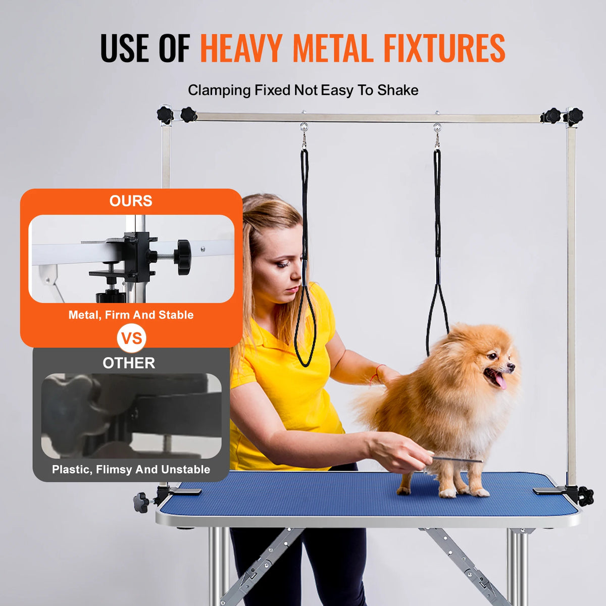 SucceBuy Foldable Pet Grooming Table With Arm Clamps
