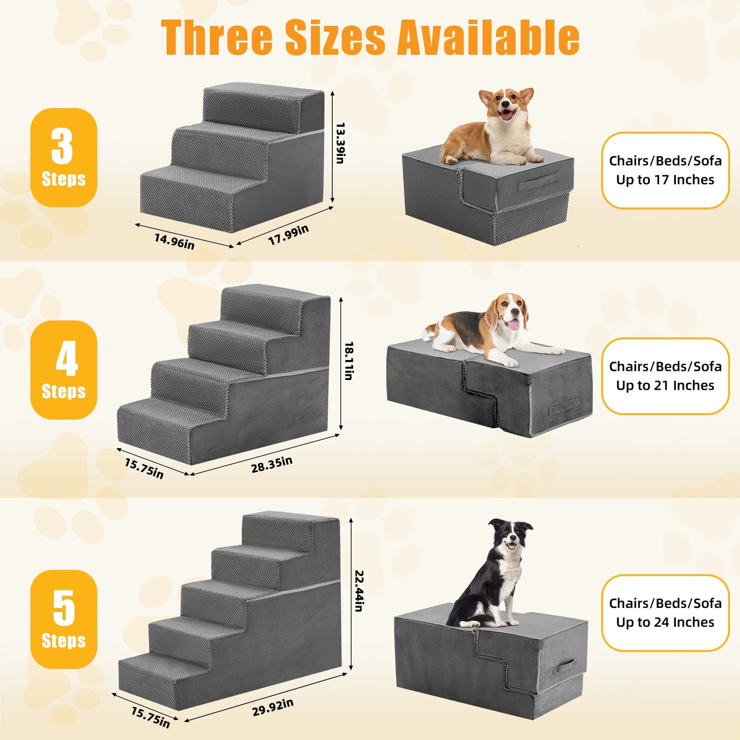 Foam Pet Stair Ramp Indoor Nonslip Steps For Small Dogs