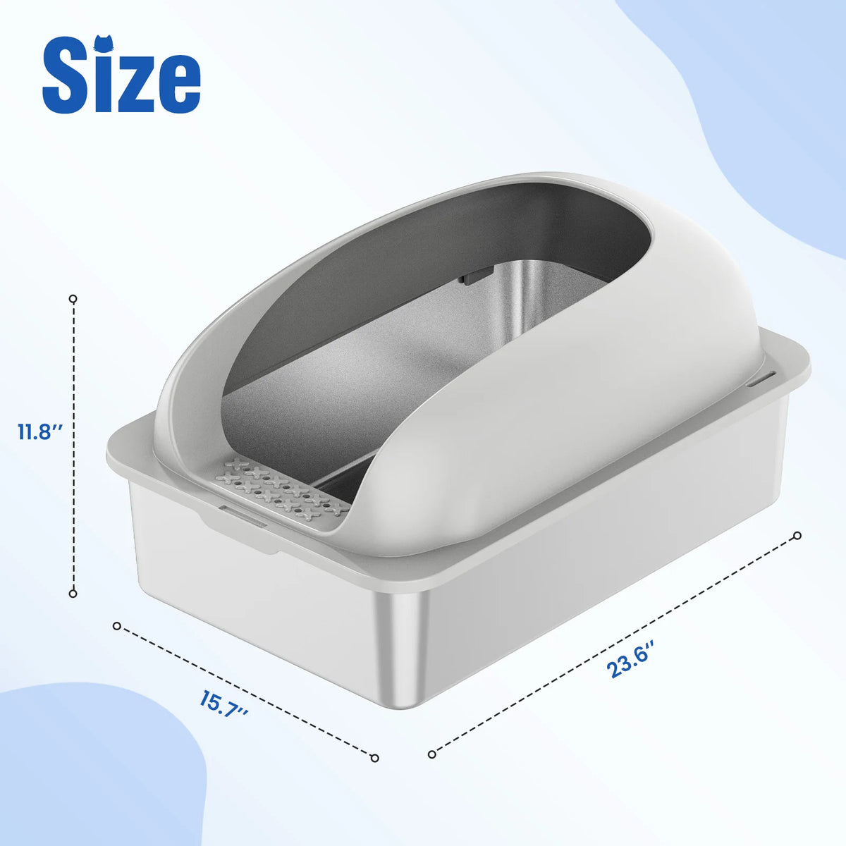 Stainless Steel Covered Cat Litter Box With Lid And Scoop