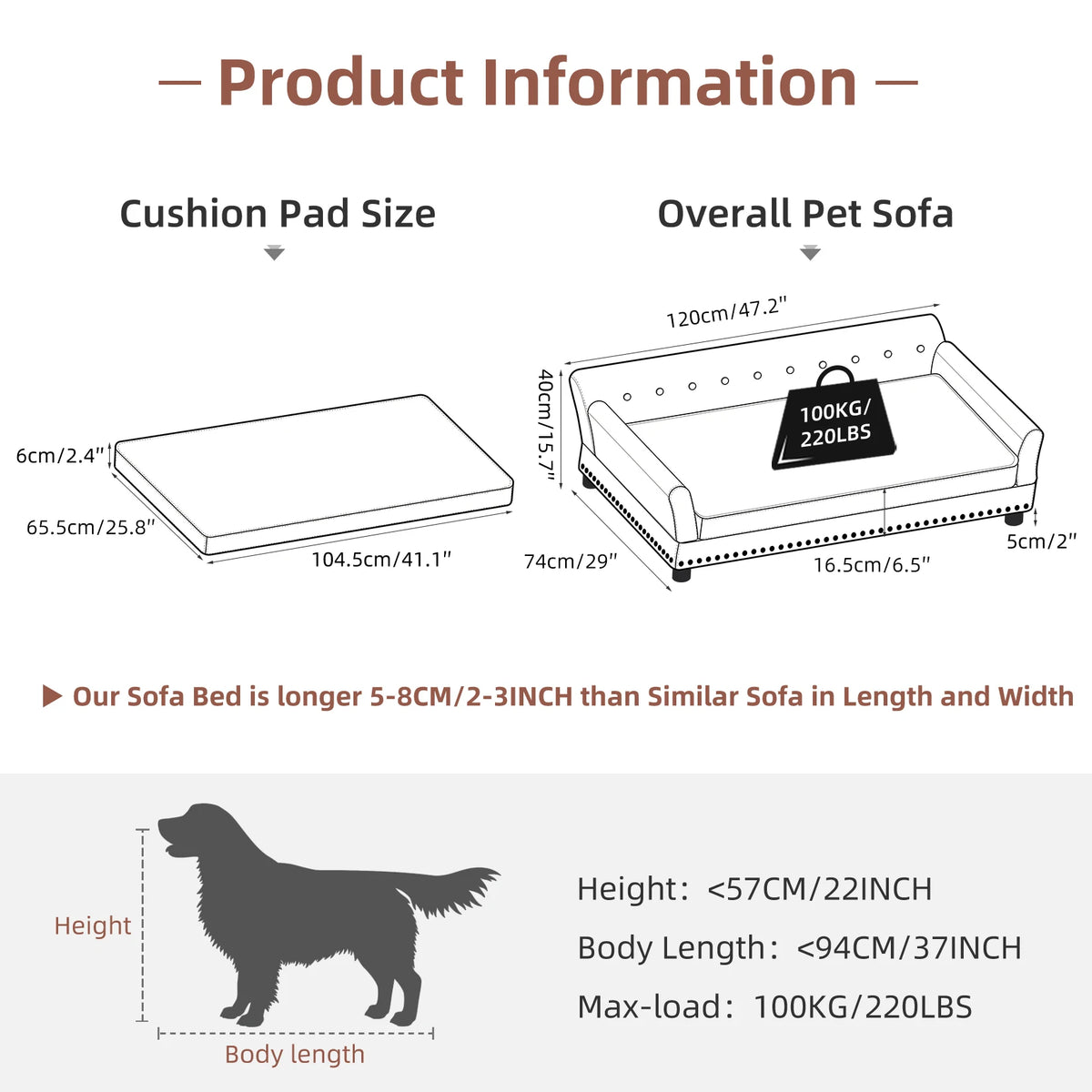 Bingopaw Waterproof Dog Sofa With Removable Microfiber Cushion