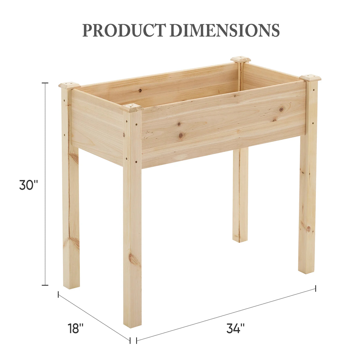JHK 34x18x30 Inch Planter Box Outdoor Raised Garden Bed with Legs for Herbs Flowers Vegetables Elevated Wooden Garden Bed for Patio Balcony and Backyard