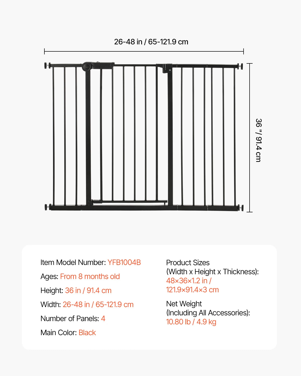 SucceBuy Pressure Mount Baby Dog Gate For Indoor Doorways