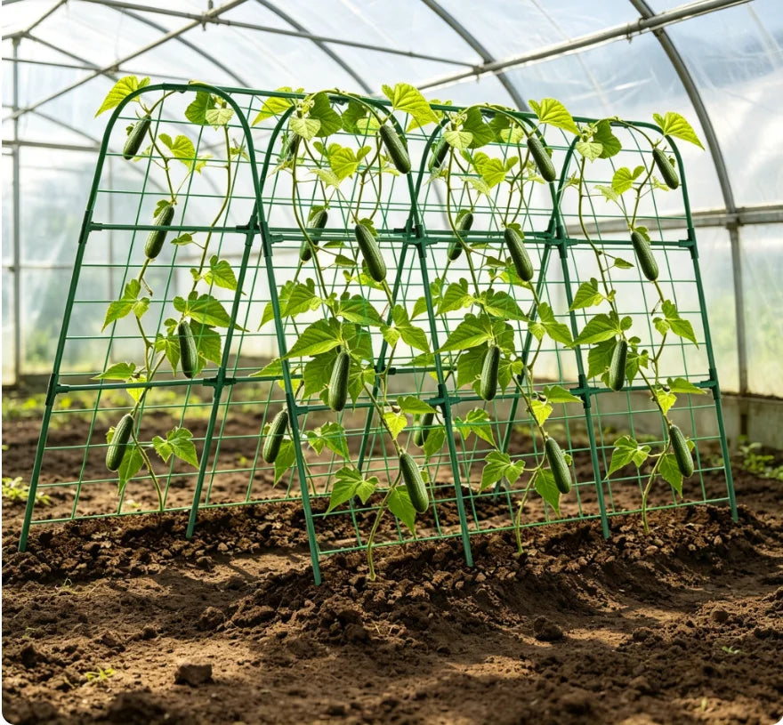 Heavy Duty Metal Garden Arch Trellis Rust Resistant Green Support For Raised Beds Climbing Vegetables Cucumbers Melons Grapes Easy Assembly