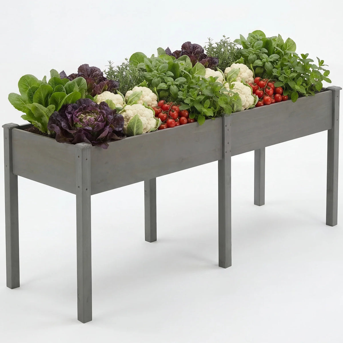 JHK 72x23x30 Inch Wood Planter Box Outdoor Raised Garden Bed with Legs for Herbs Flowers Vegetables Elevated Wooden Garden Bed for Patio Balcony and Backyard