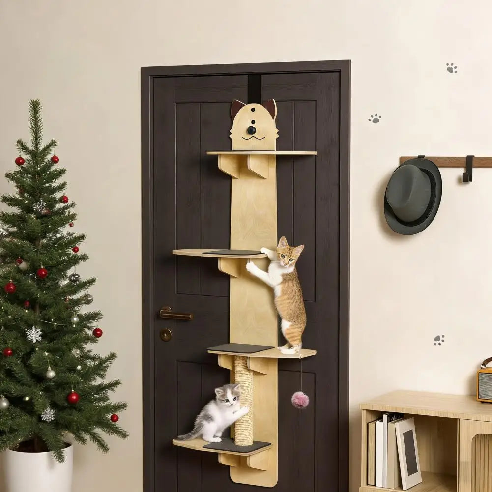 Four Tier Over Door Cat Tree With Sturdy Scratching Shelves