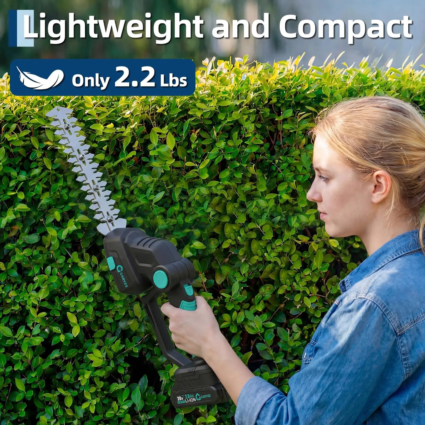 2-in-1 Cordless Grass Shear Hedge Trimmer, Electric Handheld Grass Cutter, 2x 2.0Ah Batteries, Adjustable Head, USB-C Charging