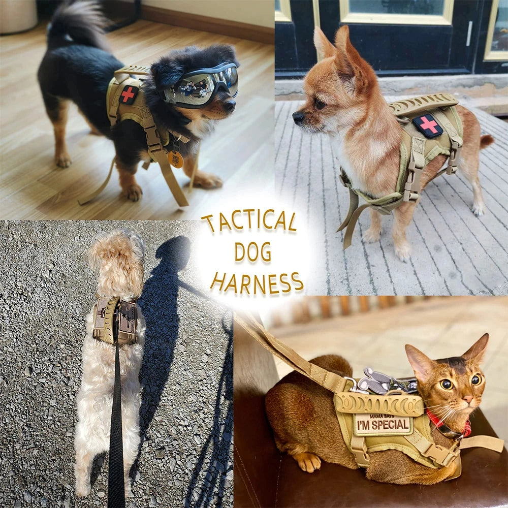 Adjustable Tactical Nylon Harness Leash Set For Small Pets