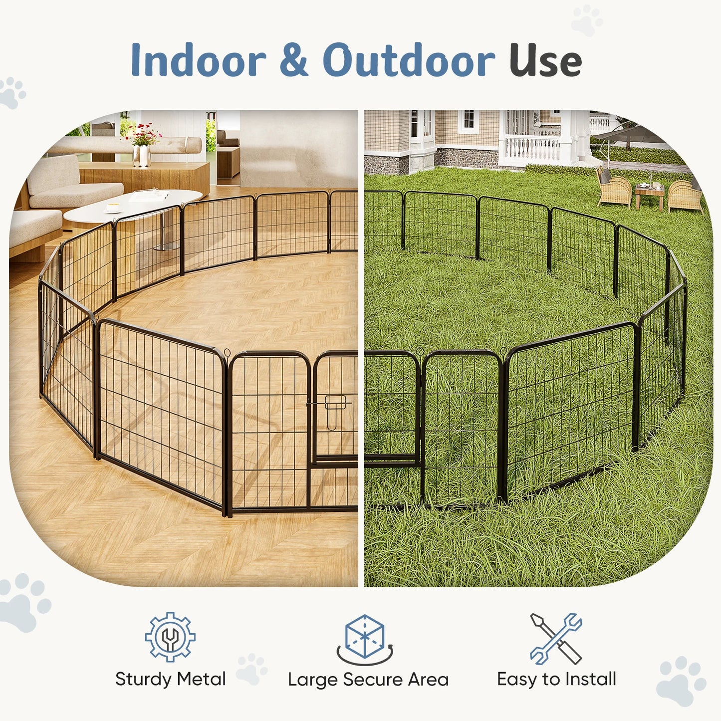 JHK Sturdy Metal Dog Playpen For Indoor And Outdoor Use