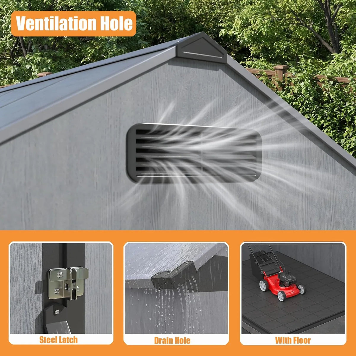 All Weather Resin Tool Shed With Vented Roof And Floor
