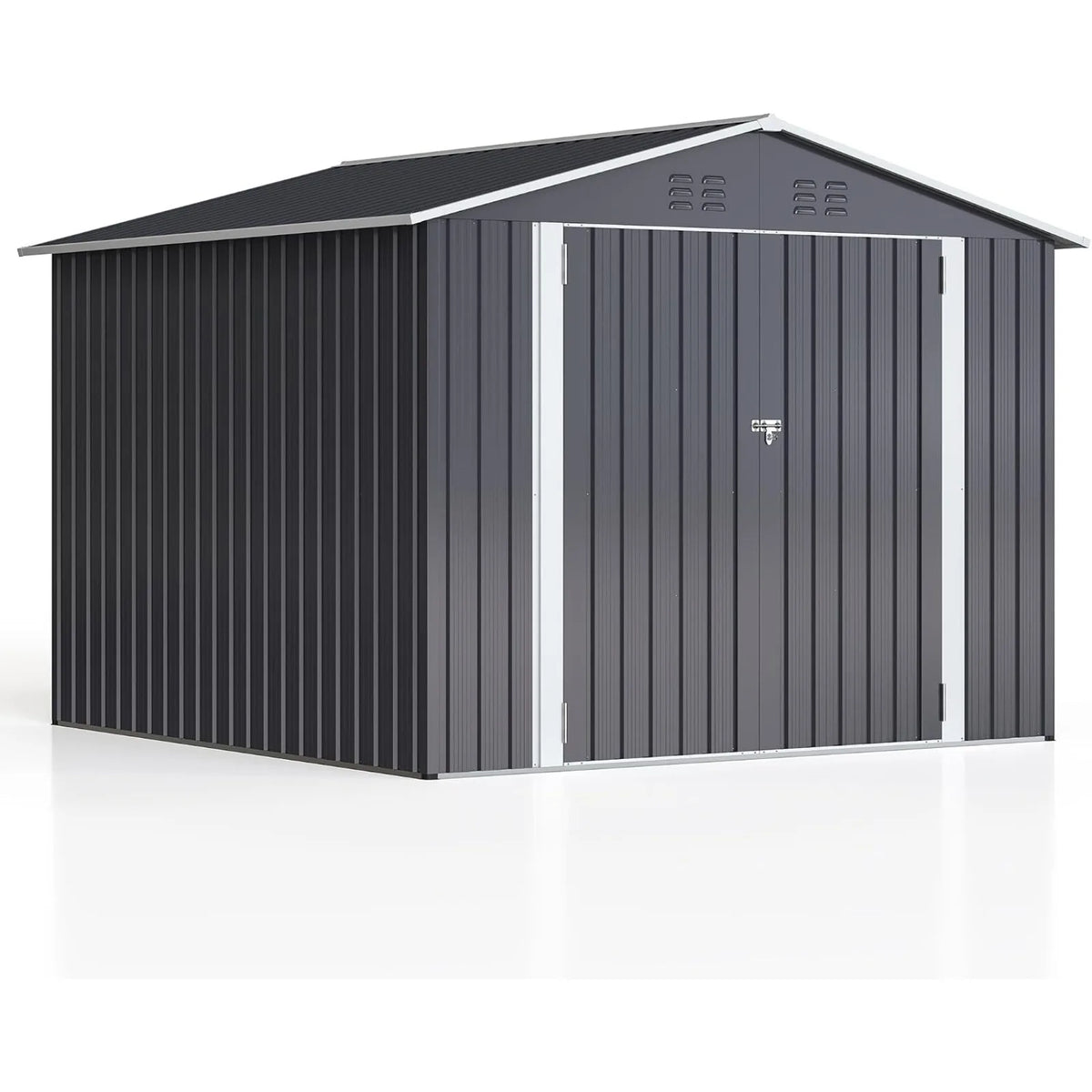 Metal Outdoor Utility Storage Shed With Lockable Garden Doors