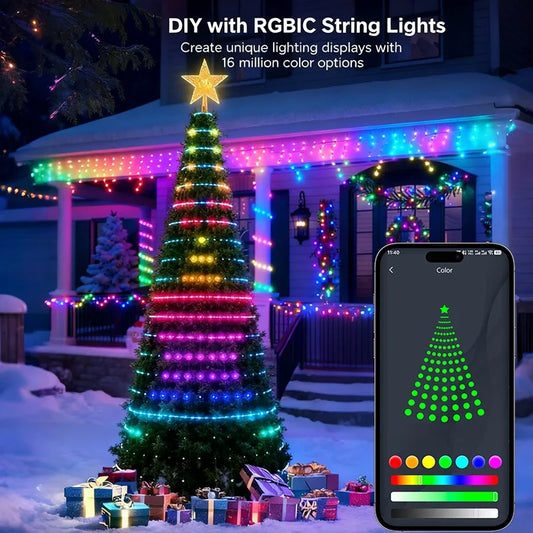 7FT Christmas Tree Lights Holiday String Lights with Star Shape, Smart LED Decoration for Christmas Tree Decorations