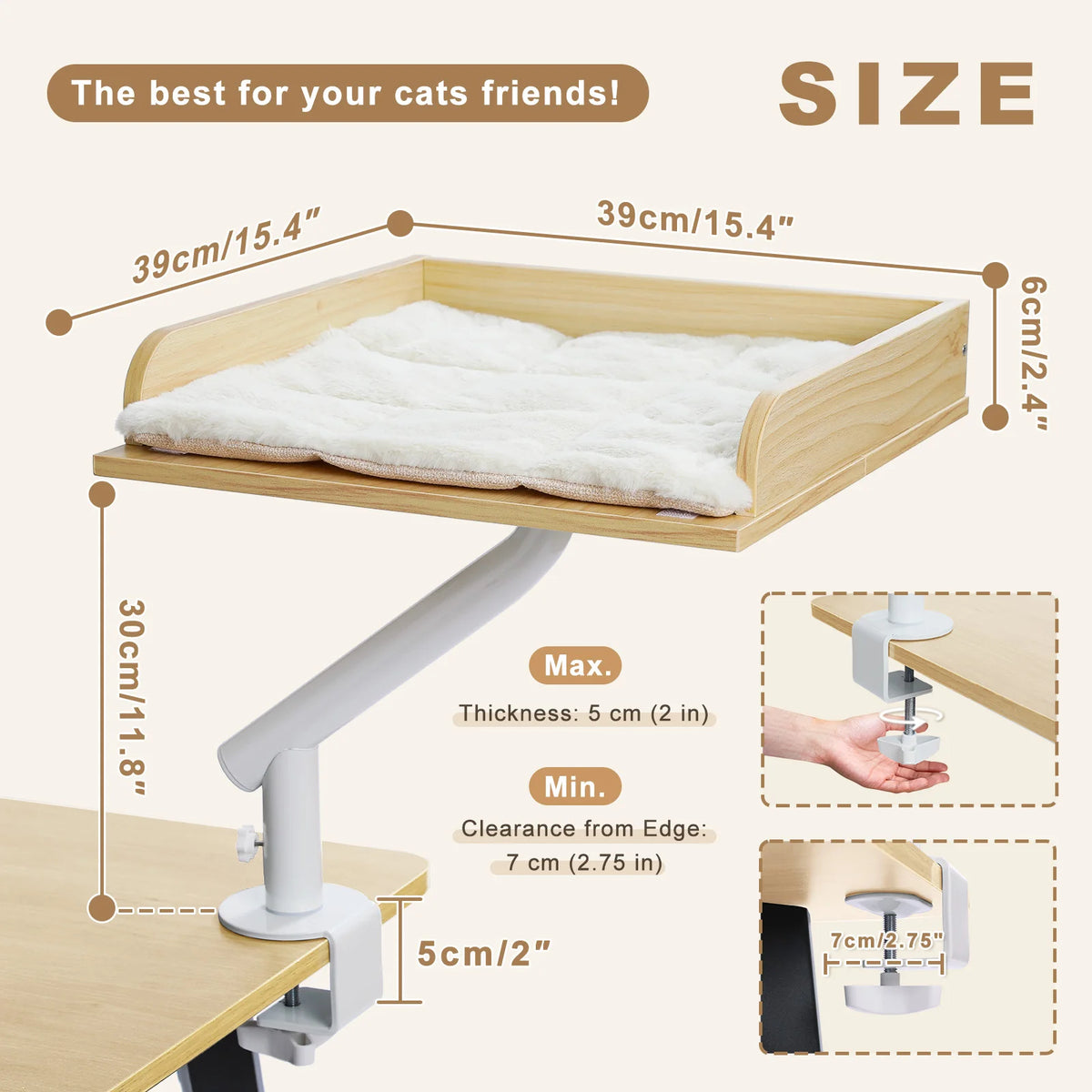 PAWZ Road Rotatable Cat Desk Bed Stand With Adjustable Hammock