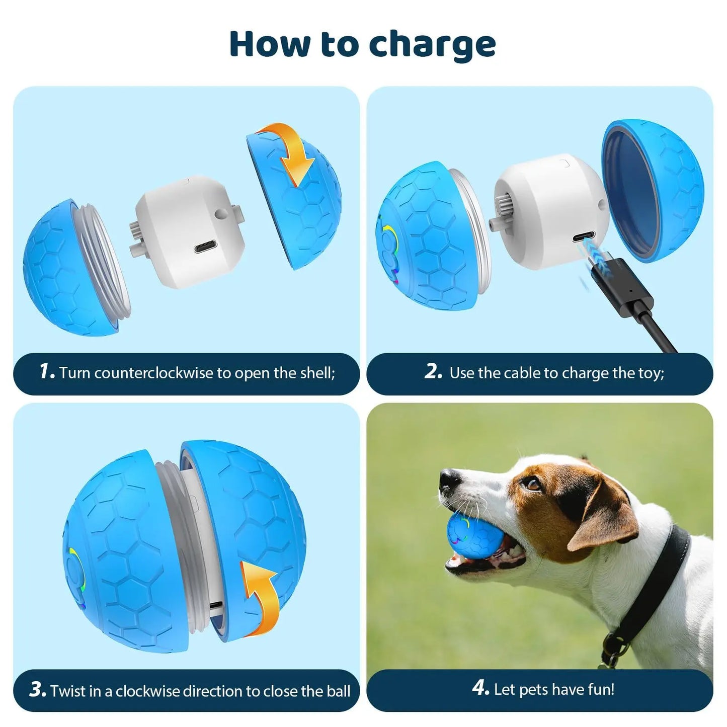 Smart Electronic Dog Toy Ball With Automatic Rolling RGB Lights