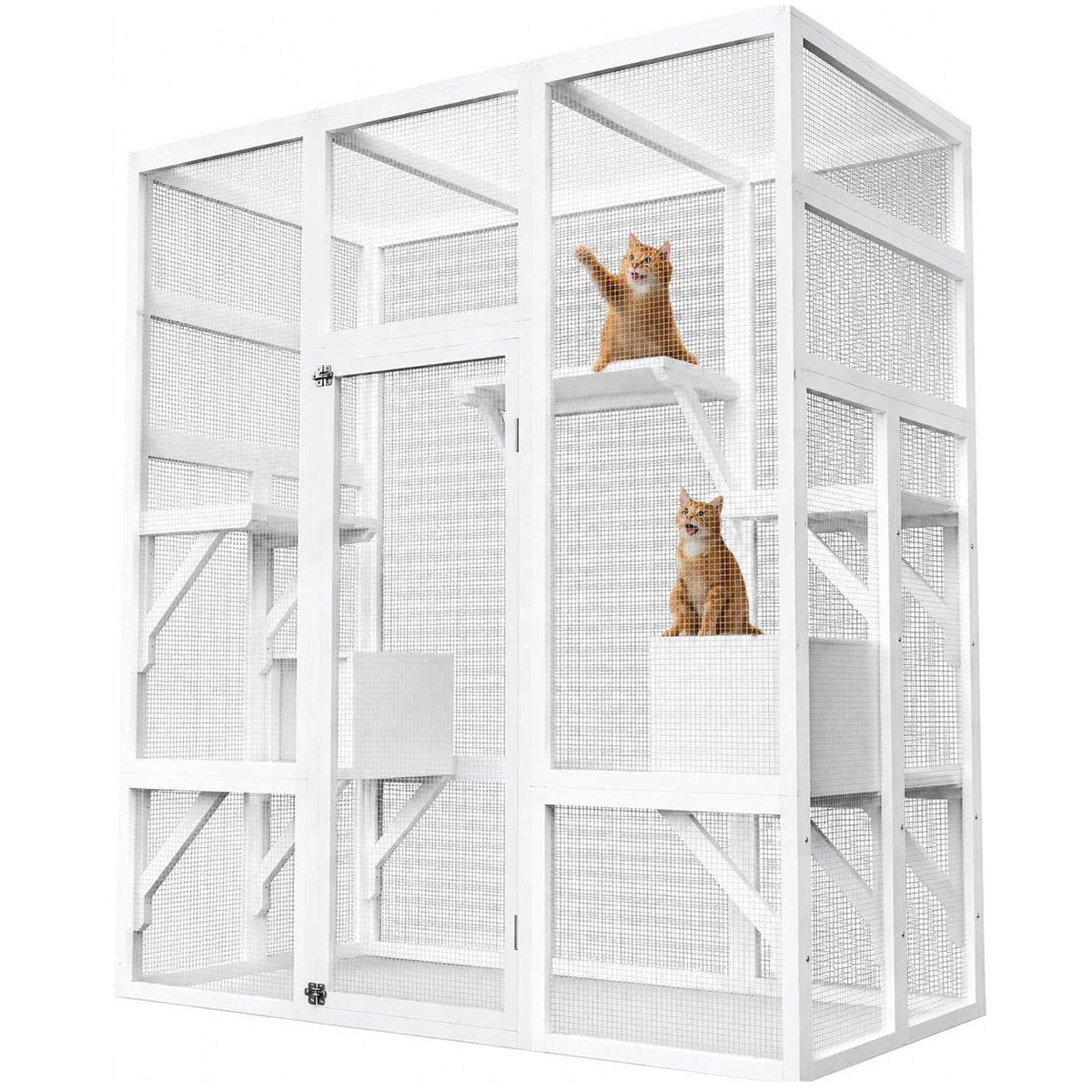 HiMISS Outdoor Wooden Catio Cat House With UV Protected Roof