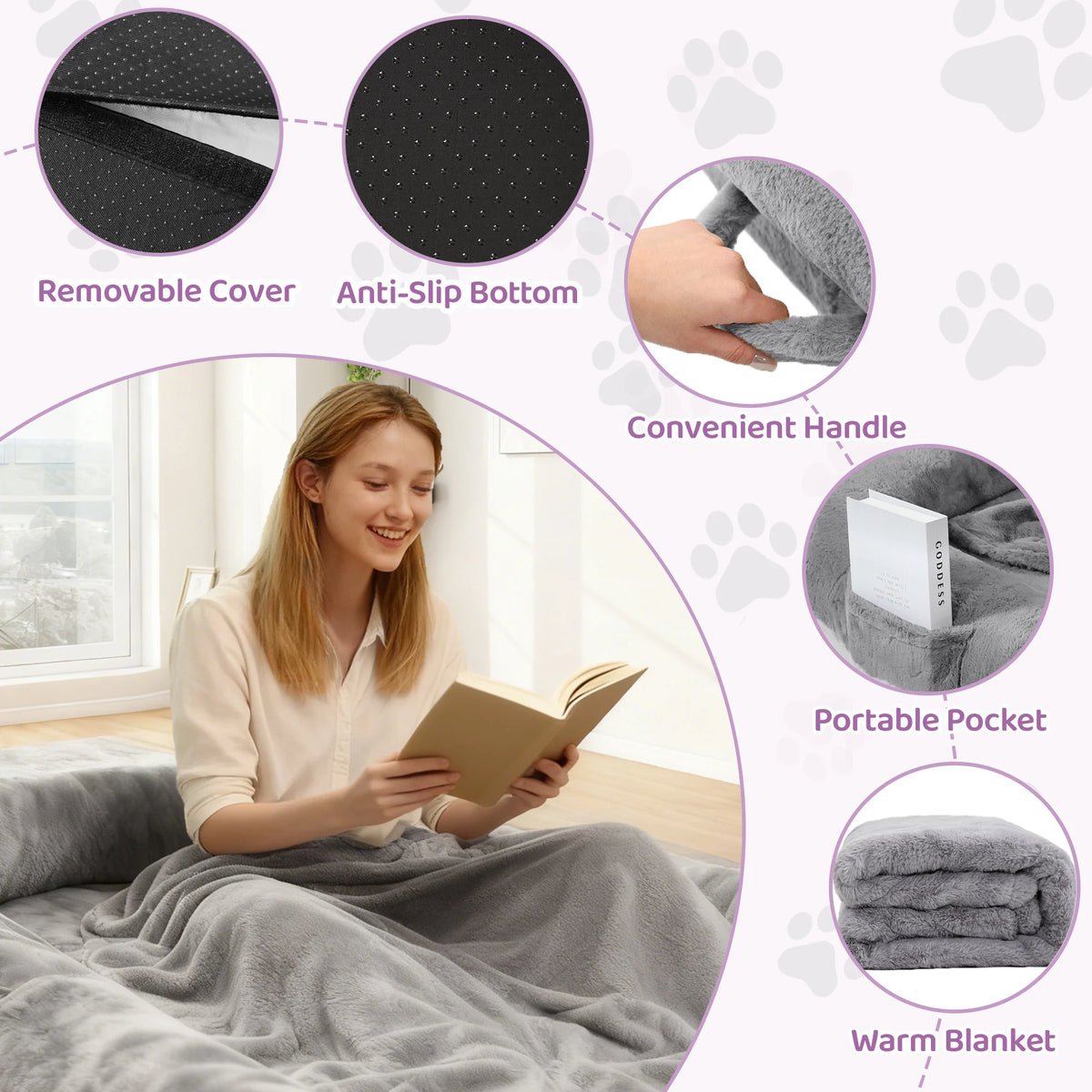 Orthopedic Spacious Faux Fur Dog Bed With Removable Washable Cover