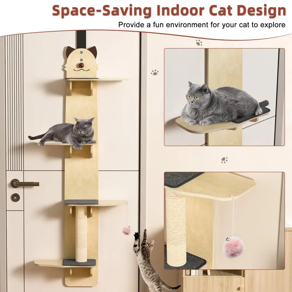 Four Tier Over Door Cat Tree With Sturdy Scratching Shelves