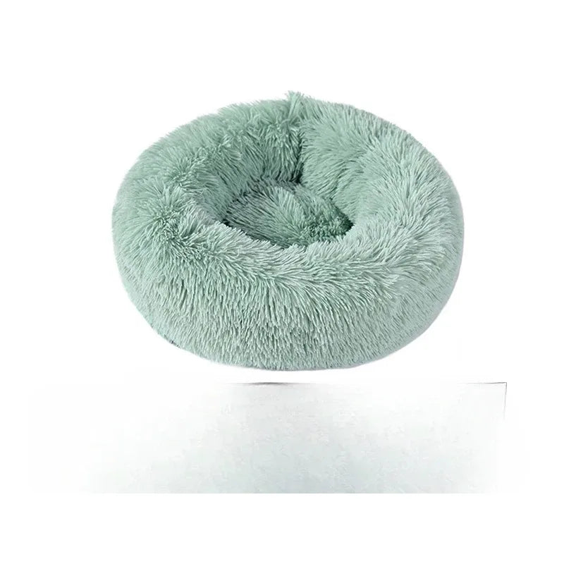 Soft Pet Cat Bed Pad Plush Warm Faux Fur Dog Calm Bed Donut Round Bed Comfortable Sleeping Washable for Small Medium Dog and Cat