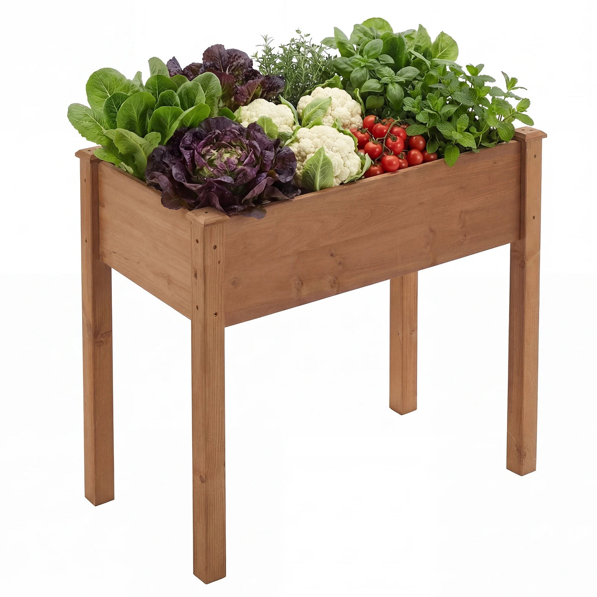 JHK 34x18x30 Inch Planter Box Outdoor Raised Garden Bed with Legs for Herbs Flowers Vegetables Elevated Wooden Garden Bed for Patio Balcony and Backyard