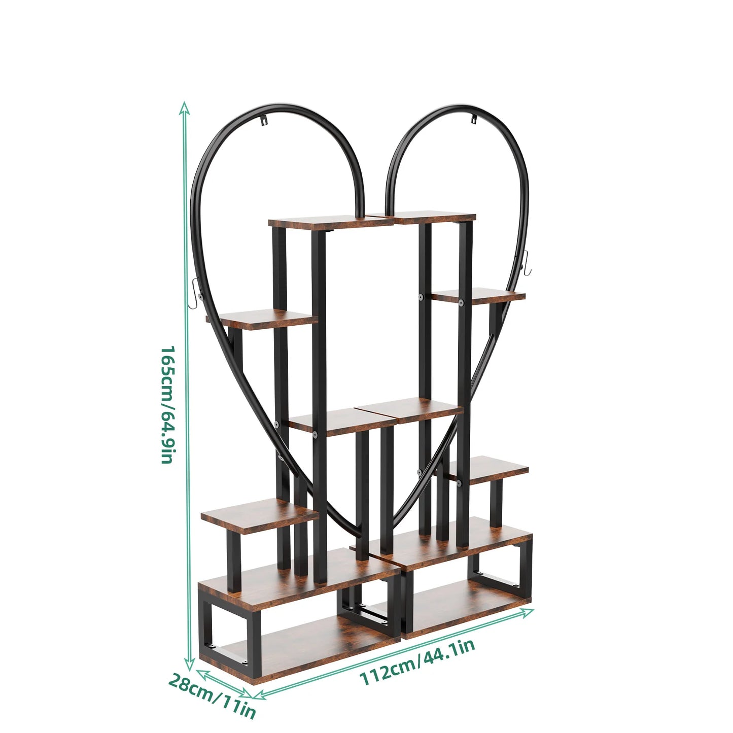Metal Heart Shaped 6-Tier Ladder Plant Stand Tall Garden Flower Pots Display Rack for Home And Garden Decor