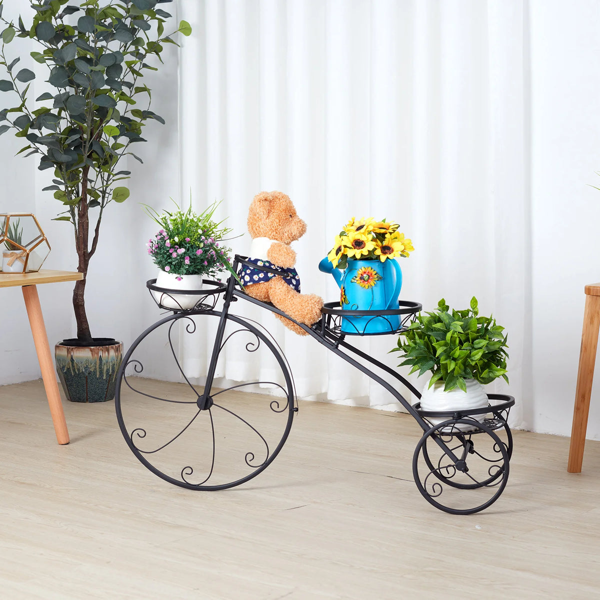 3 Tier Bicycle-Shaped Metal Plant Stand Flower Pot Holder for Home Garden Patio Organizer Rack