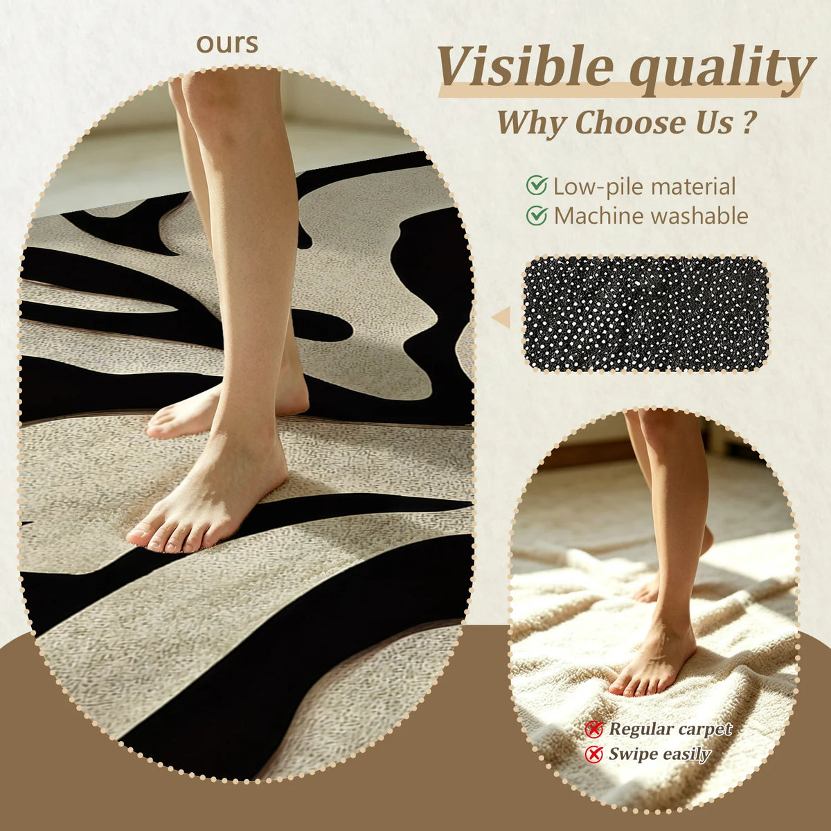 Machine Washable Velvet Area Rug With Non Slip Backing for Home