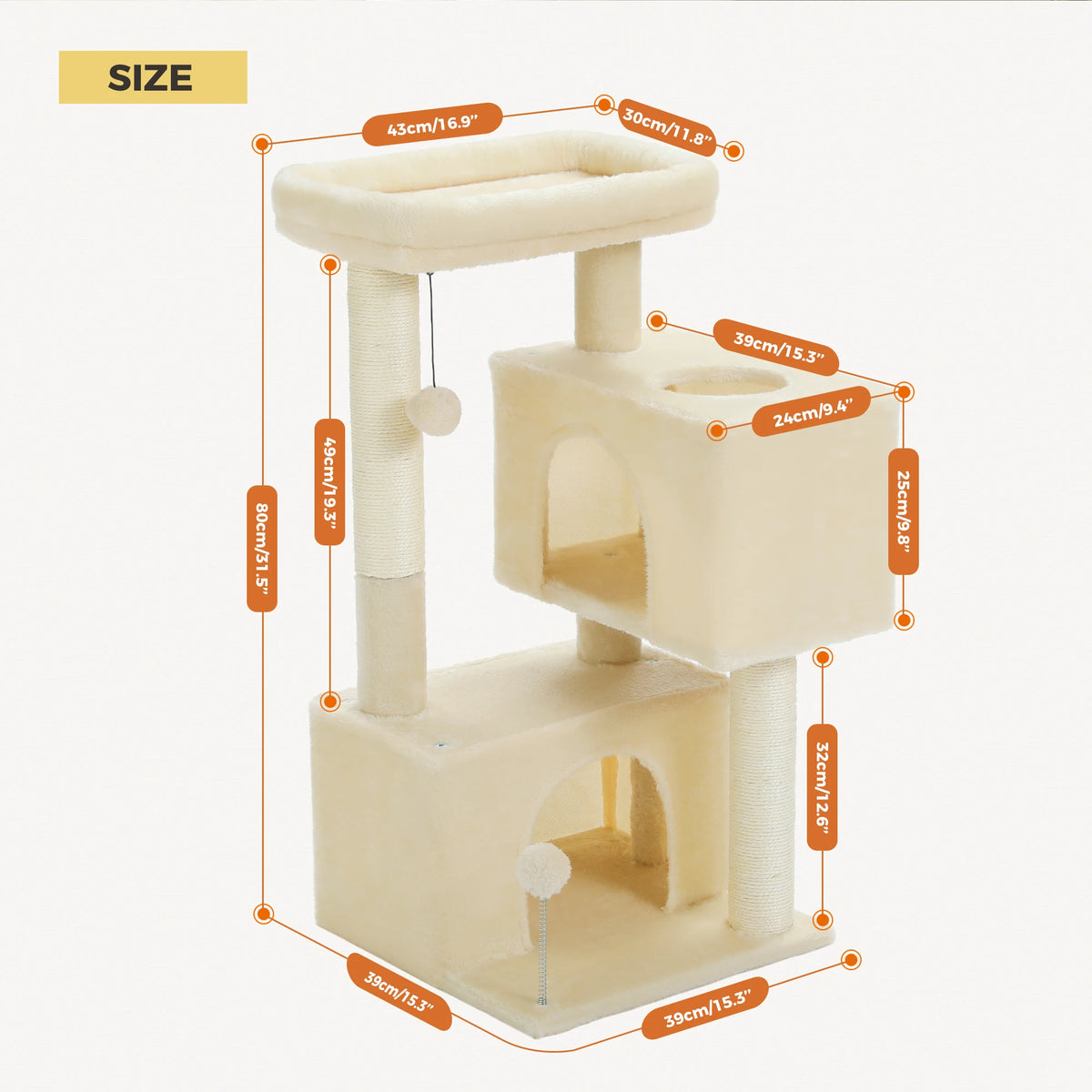 Large Cat Tree for Indoor Cats Multi-Level Cat Tower with Spacious Condos Sisal Scratching Pad Kitten House Accessories Cat Toys