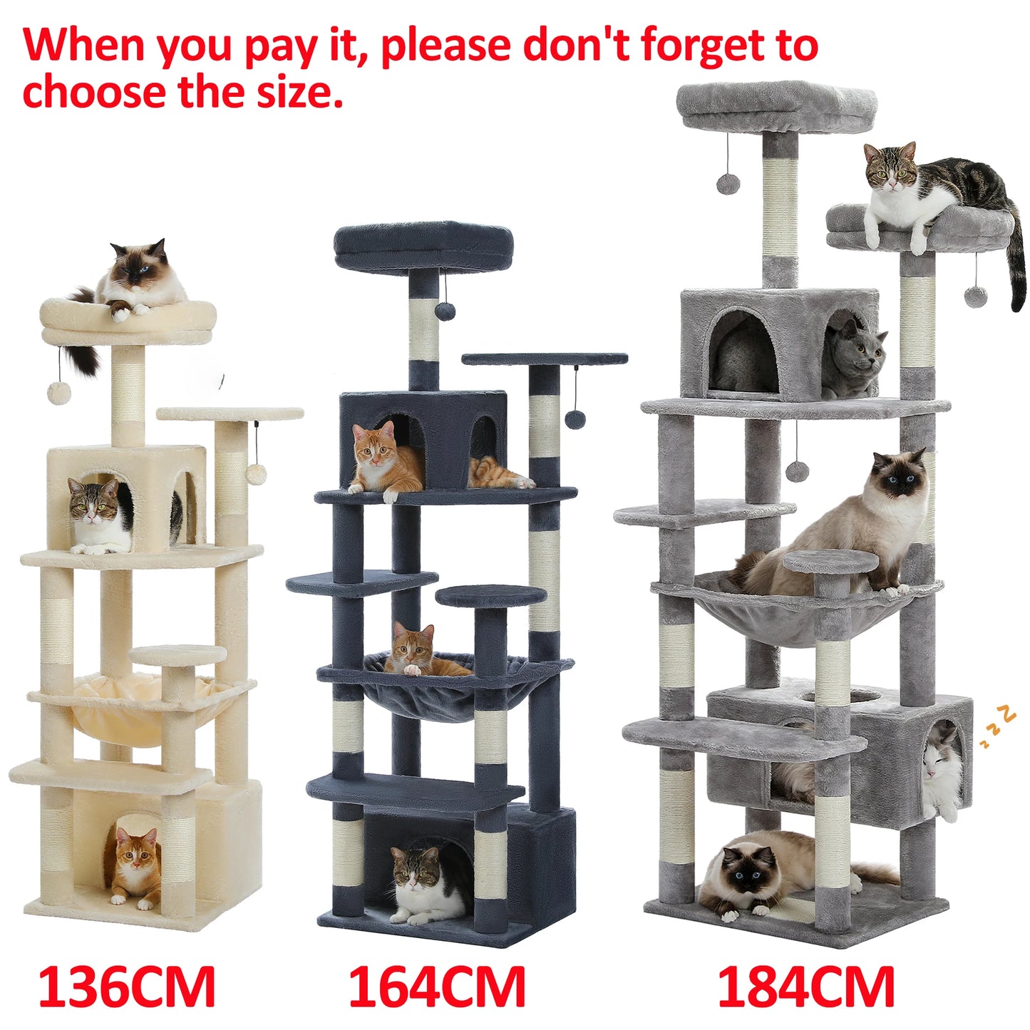 PAWZ Road Cat Tree Tower With Scratching Posts Hammock Condo
