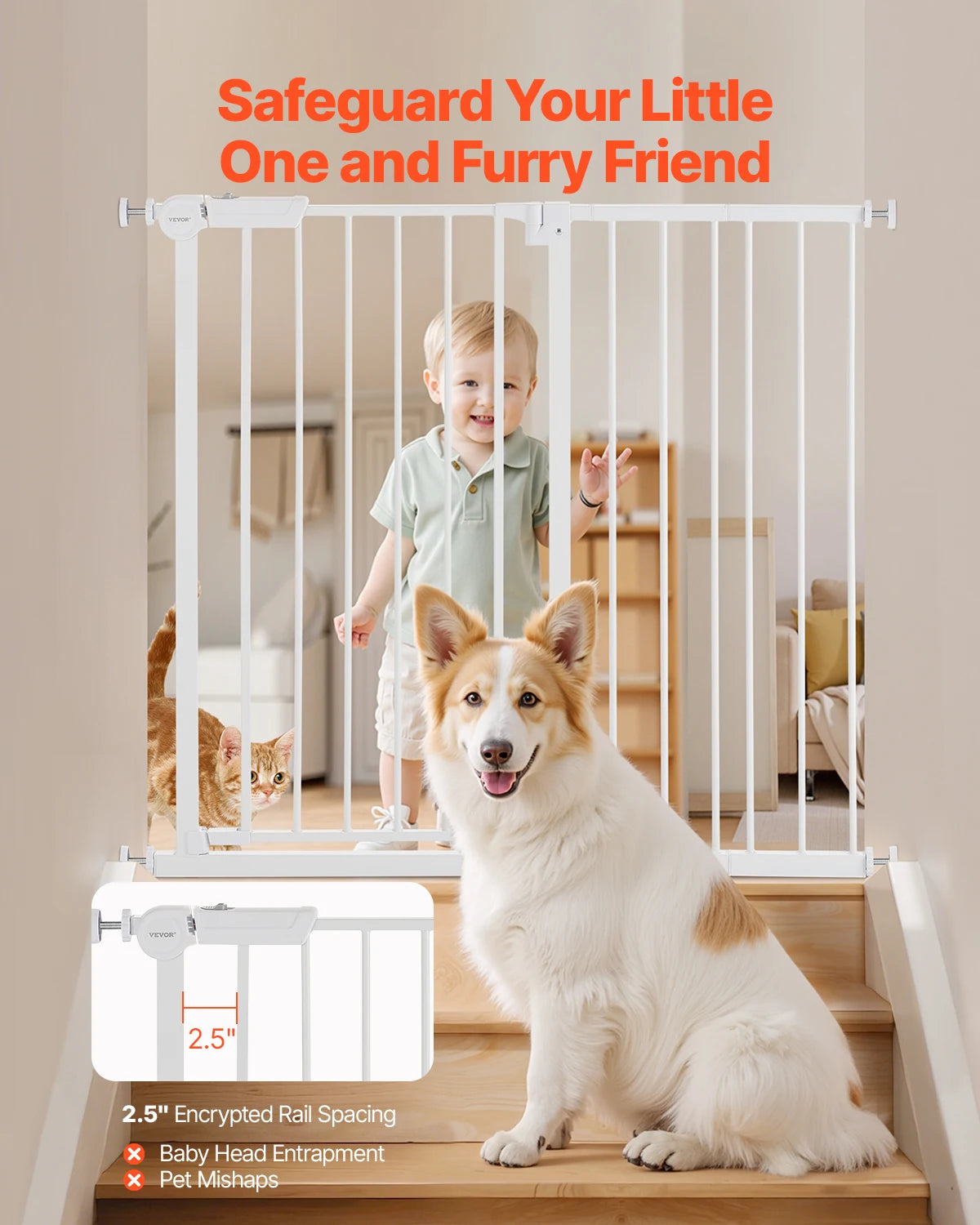 SucceBuy Pressure Mount Baby Dog Gate For Indoor Doorways