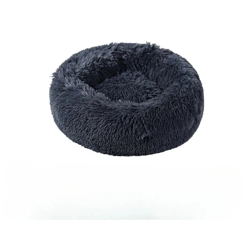 Soft Pet Cat Bed Pad Plush Warm Faux Fur Dog Calm Bed Donut Round Bed Comfortable Sleeping Washable for Small Medium Dog and Cat