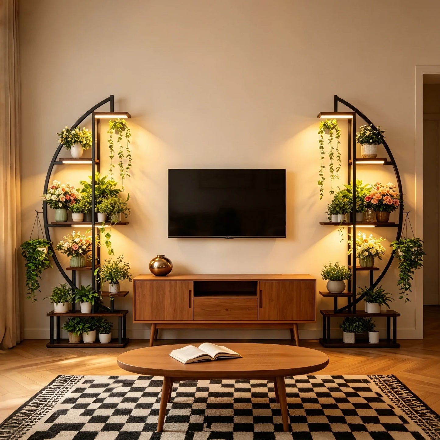165cm Tall Half Moon Plant Stand 7 Tier Metal Plant Shelf for Living Room Yards Patio Plants Flower Pot Rack Display Shelf 2 Pack