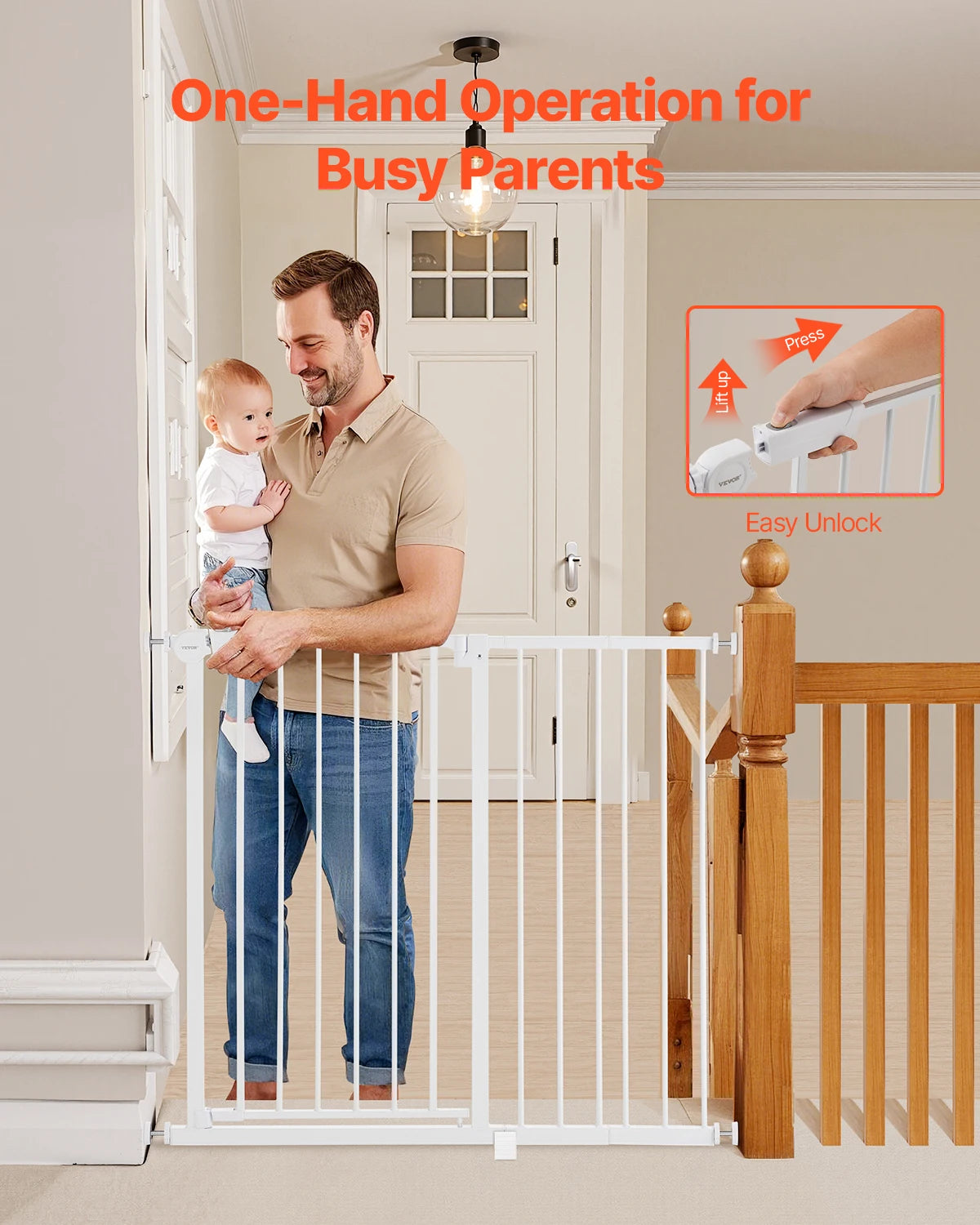 SucceBuy Pressure Mount Baby Dog Gate For Indoor Doorways