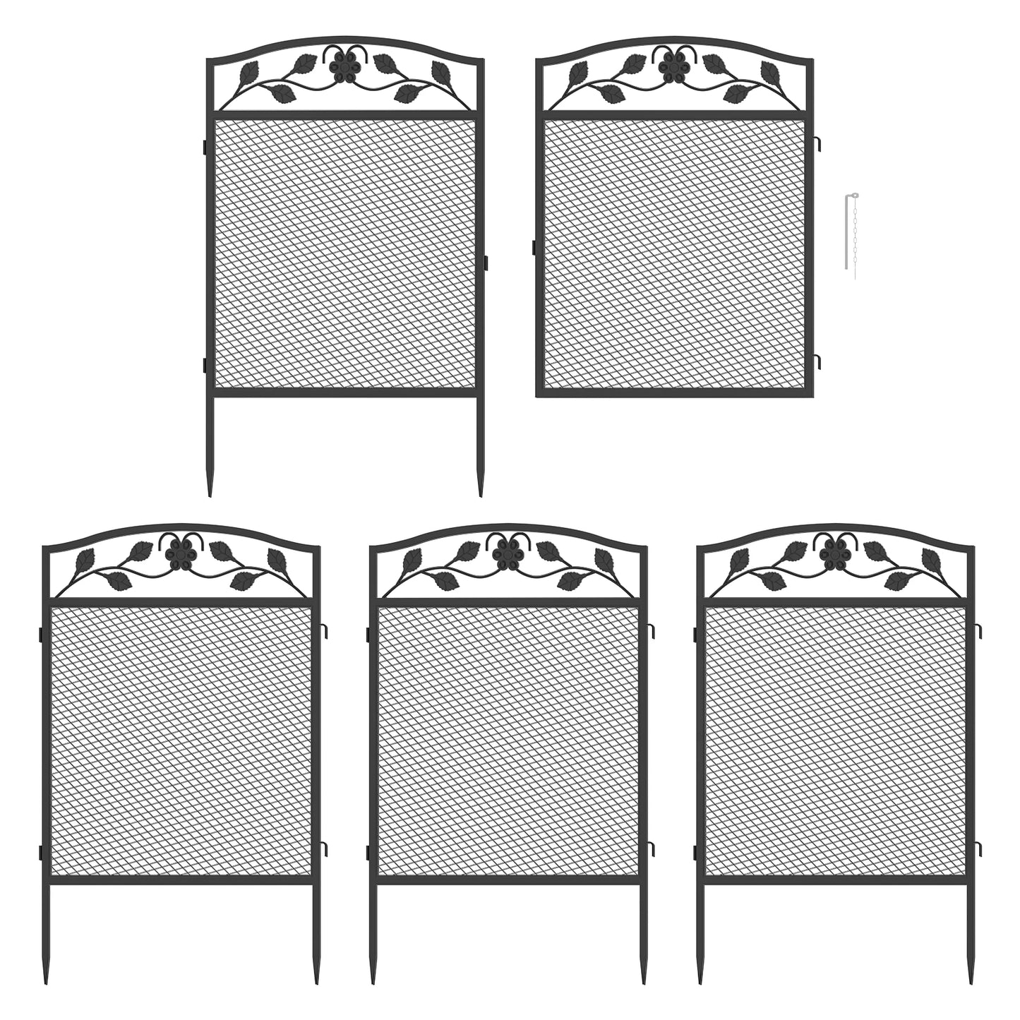 5pcs Iron Garden Decorative Fence Panels Lawn Border Metal Animal Barrier for Outdoor Landscape Decor