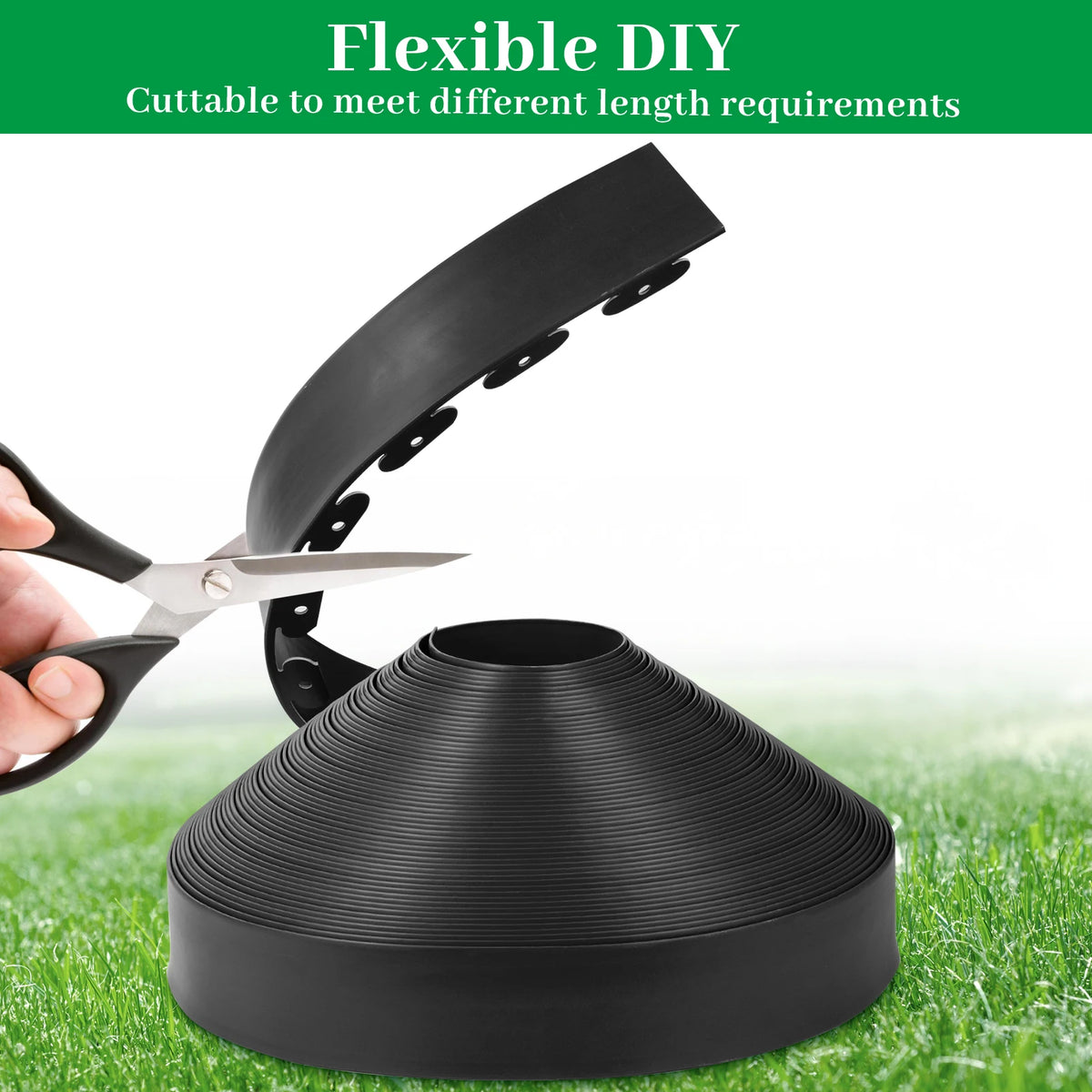 Black Garden Landscape Edging, 4 Inch Tall Lawn Edging No Dig, Landscape Edging Border with Spikes, Lawn Edging Roll Kit for Garden Flower Beds Yards