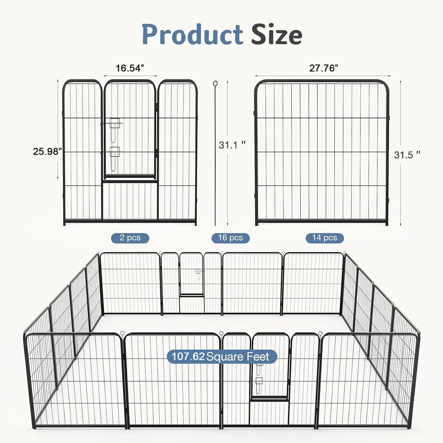 JHK Sturdy Metal Dog Playpen For Indoor And Outdoor Use