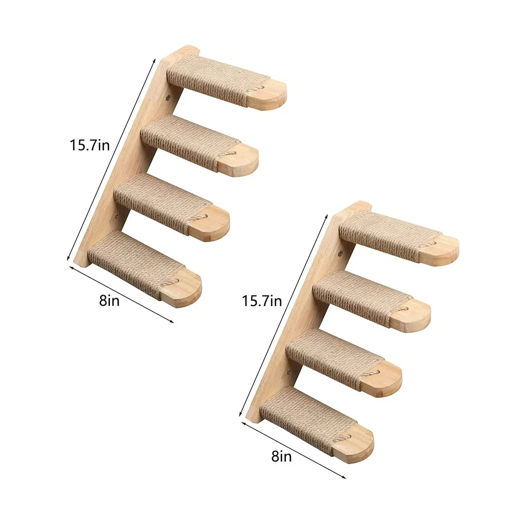 CWV Wall Mounted Cat Rope Bridge With Sisal Wooden Stairs