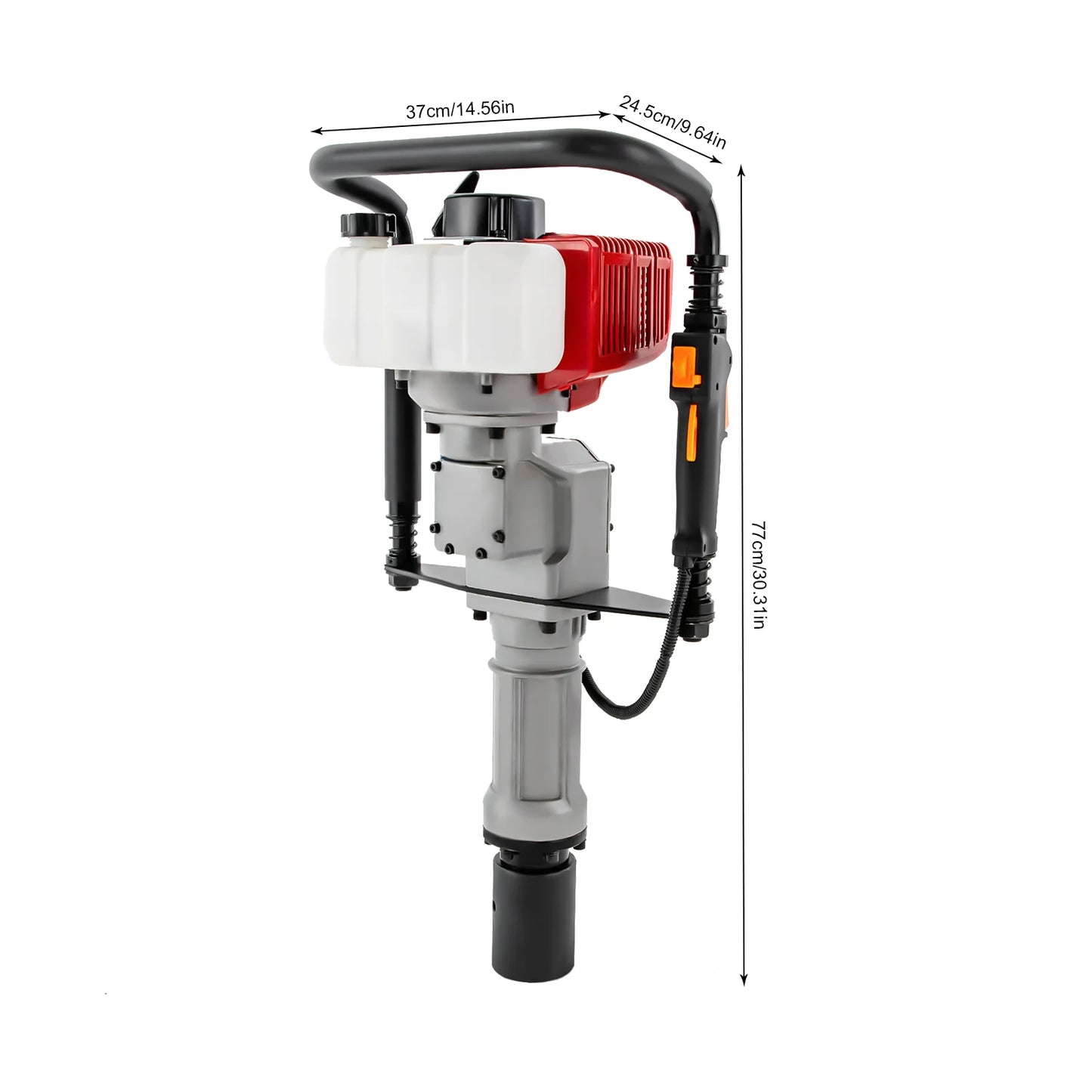 52CC 2-Stroke Gas Post Driver with Anti-Vibration Handle, Heavy Duty Impact Driver for Fencing Construction, Quick Change 2 Socket Sizes for T-Post Wood Post Agricultural Piling Work