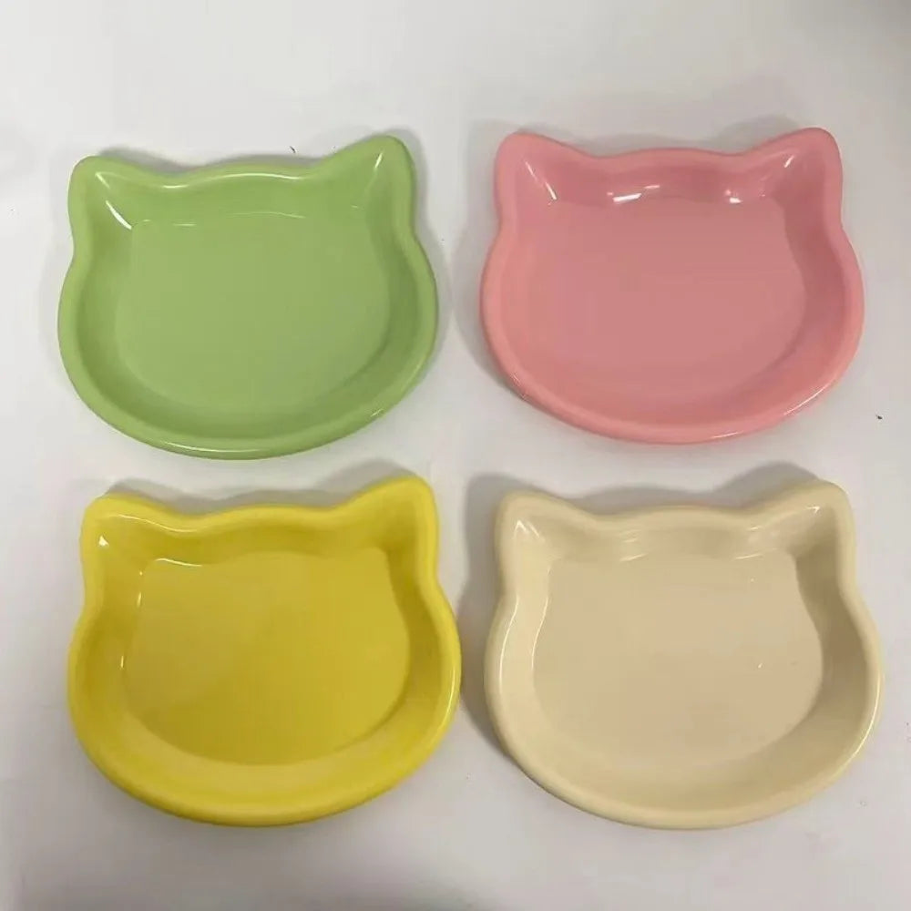 1/4pcs Cute Cat Shape Cat Bowl Plastic Anti-Fall Flip Cat Food Bowl Non-slip Pet Food Dish Pet Feeding